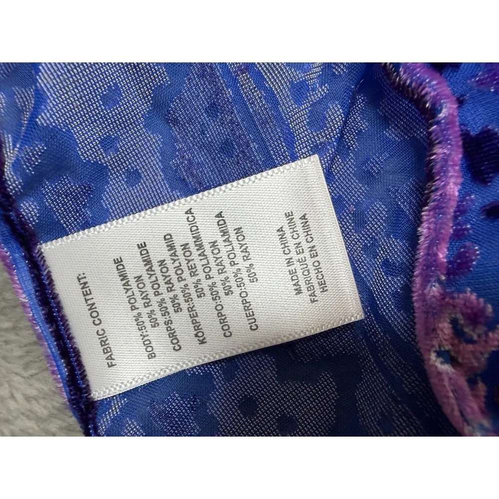 Free People All Tied Up Blue Purple Burnout Velvet Kimono Open Front One Size